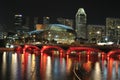 Singapore skyline and river at night