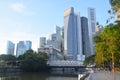 Singapore Skyline Runners Crossing Anderson Bridge