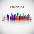 Singapore skyline silhouette in colorful geometric style. Royalty Free Stock Photo