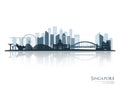 Singapore skyline silhouette with reflection. Royalty Free Stock Photo