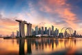 Singapore skyline at sunset. Singapore is the world, Singapore skyline at sunset time in Singapore city, AI Generated Royalty Free Stock Photo