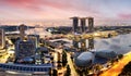 Singapore Skyline and view of skyscrapers on Marina Bay Royalty Free Stock Photo