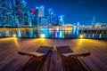 Singapore Skyline and view of skyscrapers on Marina Bay at twilight time Royalty Free Stock Photo