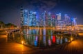 Singapore Skyline and view of skyscrapers on Marina Bay at twilight time. Royalty Free Stock Photo