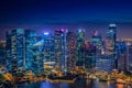 Singapore Skyline and view of skyscrapers on Marina Bay at twilight time. Royalty Free Stock Photo