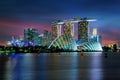 Singapore skyscraper building at Marina Bay in night, Singapore. Royalty Free Stock Photo