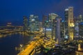 Singapore skyscraper in marina bay at night Royalty Free Stock Photo