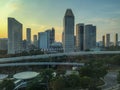 Singapore skyscrapers at sunset