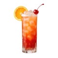The Singapore Sling cocktail isolated on white background.