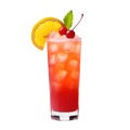 The Singapore Sling cocktail isolated on white background.