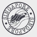 Singapore Stamp Postal. Map Silhouette Seal. Passport Round Design. Vector Icon. Design Retro Travel.