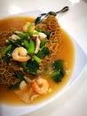 Singapore street food, fried crispy seafood noodles Royalty Free Stock Photo