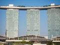 Singapore : Marina Bay Sands casino hotel resort with infinity pool, congress center and shopping mall Royalty Free Stock Photo