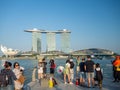 Singapore : Marina Bay Sands casino hotel resort with infinity pool, congress center and shopping mall Royalty Free Stock Photo