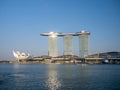 Singapore : Marina Bay Sands casino hotel resort with infinity pool, congress center and shopping mall Royalty Free Stock Photo