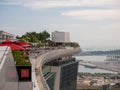 Singapore : Marina Bay Sands casino hotel resort with infinity pool, congress center and shopping mall Royalty Free Stock Photo