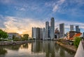 Singapore sunrise at Boat Quay and Clarke Quay Royalty Free Stock Photo