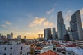Singapore sunrise city skyline at Boat Quay Royalty Free Stock Photo
