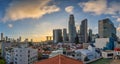 Singapore sunrise city skyline at Boat Quay and Clarke Quay Royalty Free Stock Photo