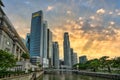 Singapore sunset city skyline at Boat Quay Royalty Free Stock Photo