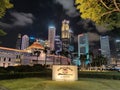 view of Singapore Parliament and city slyline at night Royalty Free Stock Photo