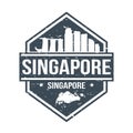Singapore Travel Stamp. Icon Skyline City Design Vector. Seal Passport Mark.