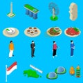 Singapore Travel Symbols Isometric Icons Set Royalty Free Stock Photo