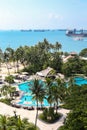 Singapore travel - view of beach in Sentosa island. Royalty Free Stock Photo