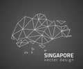 Singapore vector black triangle polygonal outline map Royalty Free Stock Photo