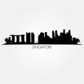 Singapore vector skyline. Black silhouette Royalty Free Stock Photo