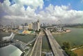 Singapore waterfront and highways. Bayfront Ave. and Sheares Ave.