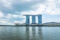 Singapore waterfront view with Marina Bay Sands in the background.