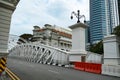 Singapore White Elgin Bridge and Downtown Neighborhood Buildings Royalty Free Stock Photo