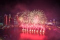 Singapore 50 years National Day dress rehearsal Marina bay fireworks Royalty Free Stock Photo