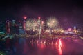 Singapore 50 years National Day dress rehearsal Marina bay fireworks Royalty Free Stock Photo