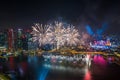 Singapore 50 years National Day dress rehearsal Marina bay fireworks Royalty Free Stock Photo