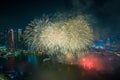 Singapore 50 years National Day dress rehearsal Marina bay fireworks Royalty Free Stock Photo