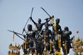 The monument of eleven warriors leaders of Khai Bangrachan in Bang Rachan village of Singburi city in Sing Buri, Thailand.