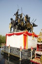 The monument of eleven warriors leaders of Khai Bangrachan in Bang Rachan village of Singburi city in Sing Buri, Thailand.