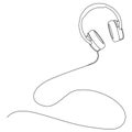 Singe line abstract vector illustration of stereo headphones Royalty Free Stock Photo