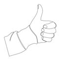 singe line drawing of thumbs up gesture