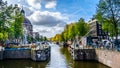 The Singelgracht canal in Amsterdam in Holland Royalty Free Stock Photo