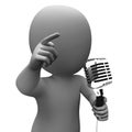 Singer Character Shows Music Or Speech Microphone Concert Royalty Free Stock Photo
