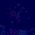 Singer, karaoke gradient line icon, vector illustration