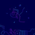 Singer, karaoke gradient line icon, vector illustration