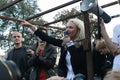 Singer Katya Gordon speaks at a rally in defense of Khimki forest