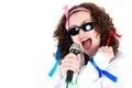 Singer with mic Royalty Free Stock Photo