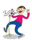 Singer with Microphone, cartoon