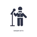 singer with microphone icon on white background. Simple element illustration from behavior concept Royalty Free Stock Photo