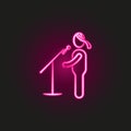 singer with microphone neon style icon. Simple thin line, outline vector of theatre icons for ui and ux, website or mobile Royalty Free Stock Photo